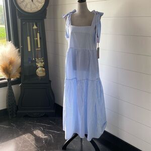 Forcynthia Beachwear striped dress with bow tie straps size XL